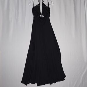 Rnwy Dress 4 Small Women‎ Black Halter Cutout Maxi Sheath Evening Party Runway